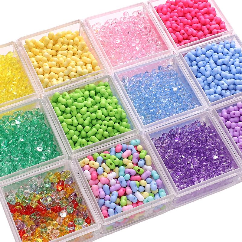Handmade Beads 3x6mm Acrylic Solid Color Transparent Peanut Beads Loose Beads Hand String Beads Handmade Diy Accessories Jewelry Key Chain Bracelet