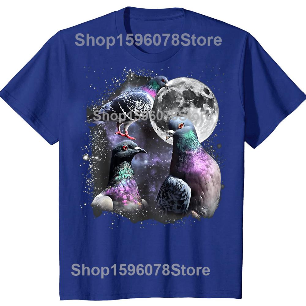 Funny Three Pigeon Moon Meme TShirt TShirt Summer Men Clothing Fashion T Shirts Cotton Short Sleeve Oversized Tshirt Tops