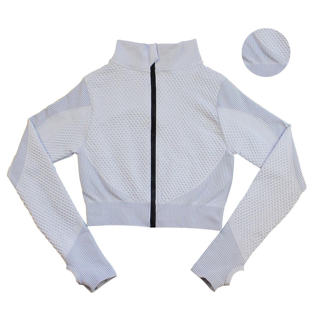 Women's Striped Long Sleeve Yoga Suit - Quick Dry Colorblock Jacket & Crop Top