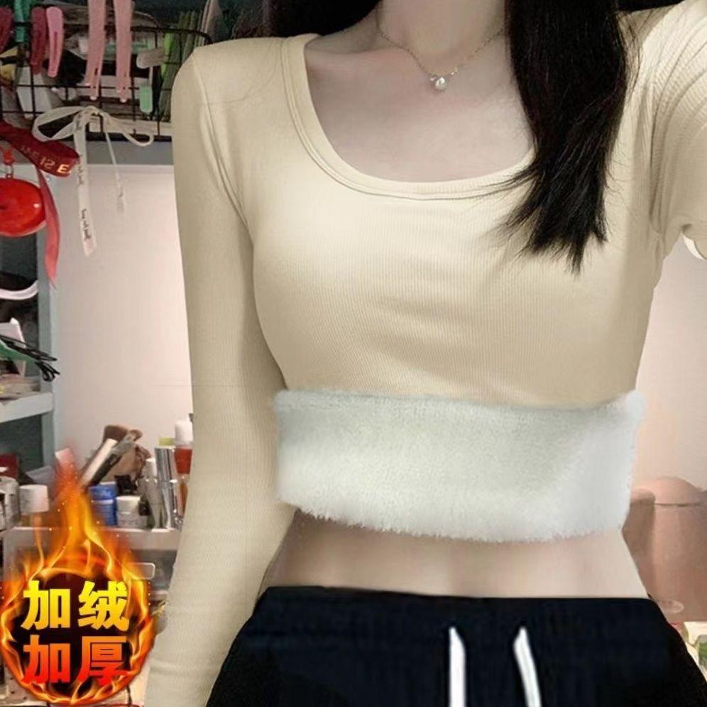 

Футболка женская с длинными рукавами из утолщенного бархата спереди и на плечах, тонкая внутренняя часть рубашки, верхняя часть 2XL абрикосовый