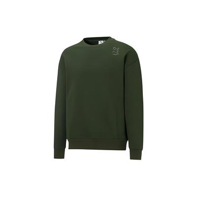 X Maison Kitsune Lässiger Sport Atmungsaktiver Strick Rundhals Sweatshirt Unisex Oberteile Grün 532324-94