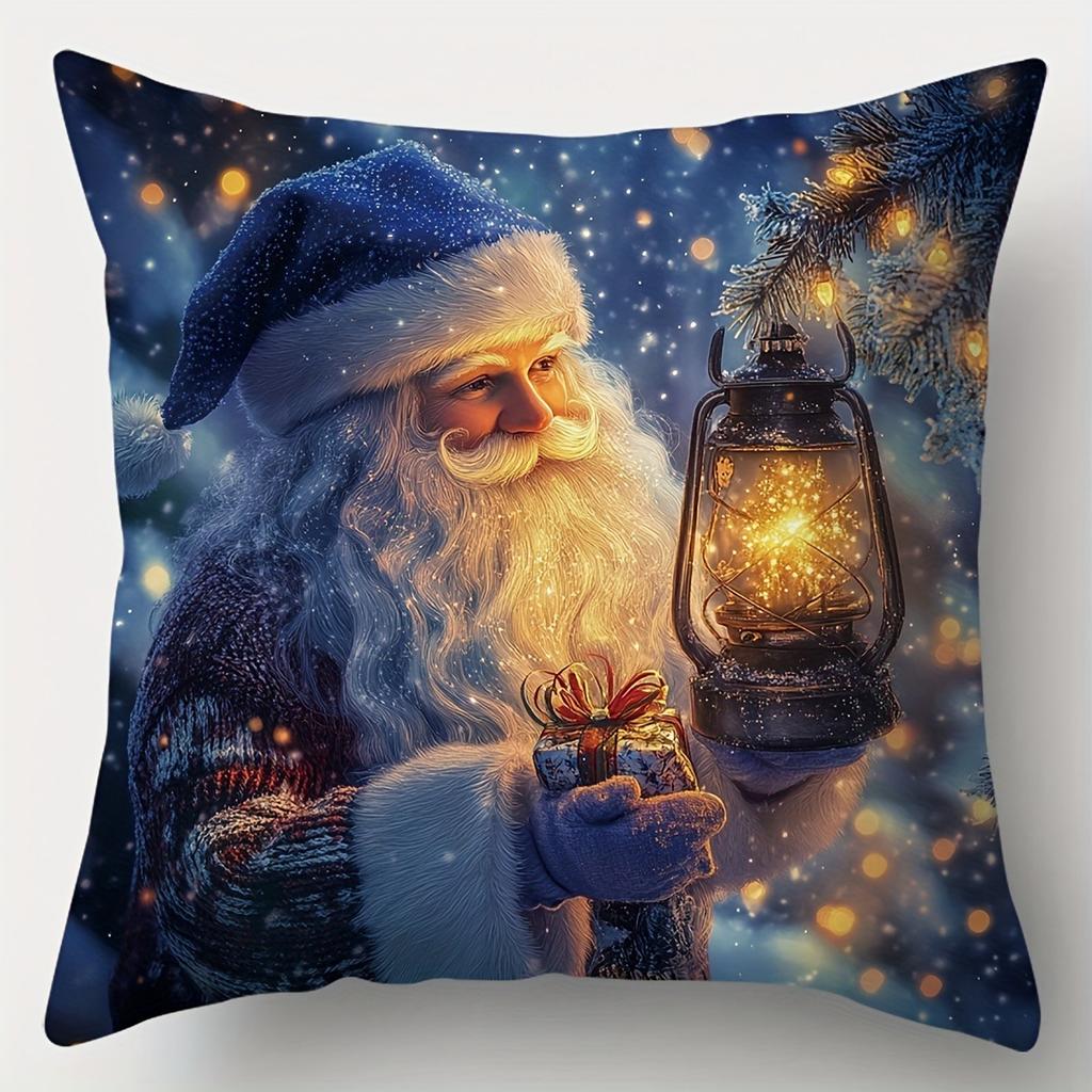Christmas Pillowcases: Santa, Snowman, Elf, and Deer with Lanterns! Sofa room cushion cover home decoration new year gift