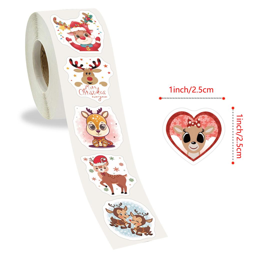 100-500pcs Merry Christmas Stickers Reindeer Christmas Tag For Envelope Sealing Gift Decor Shop Product Packaging Stickers