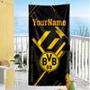 Borussia Dortmund Customize Text Beach Towel Super Soft Microfiber Quickdry Fabric Suitable for Swimming Gym Camping Yoga Vacation