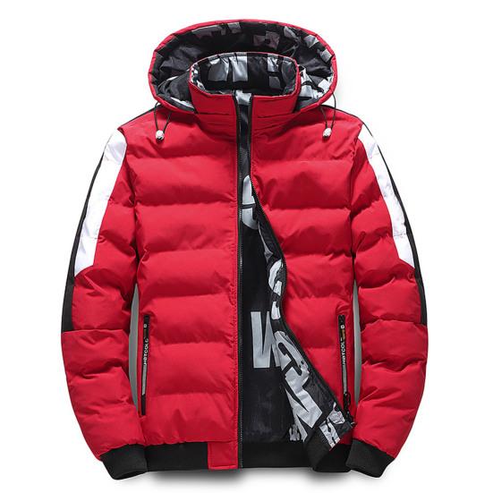 Winter Men Cotton Jacket with Detachable Hood Reversible Zipper Pocket Thickened Windproof Warm Regular Fit Male Casual Cotton Coat Top