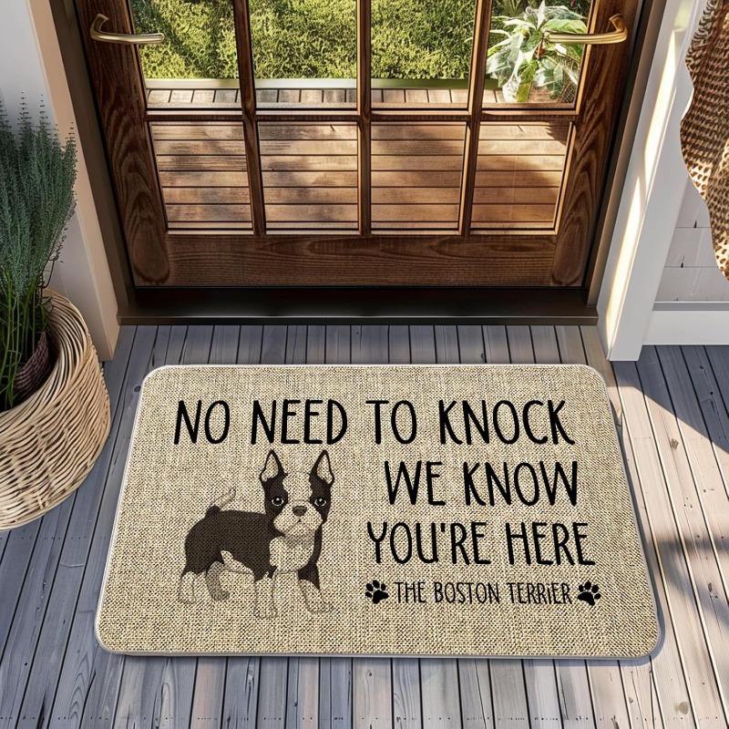 

Funny Dog Breed Doormats No Need To Knock Design French Bulldog Pug Boston Terrier for Pet Lovers Home Entry 40X60CM