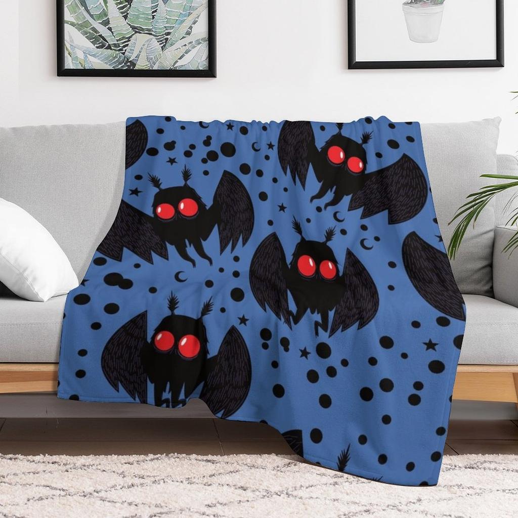 Mothman Dark Blue Night Throw Blanket Decorative Soft Throw Blanket for Couch Sofa