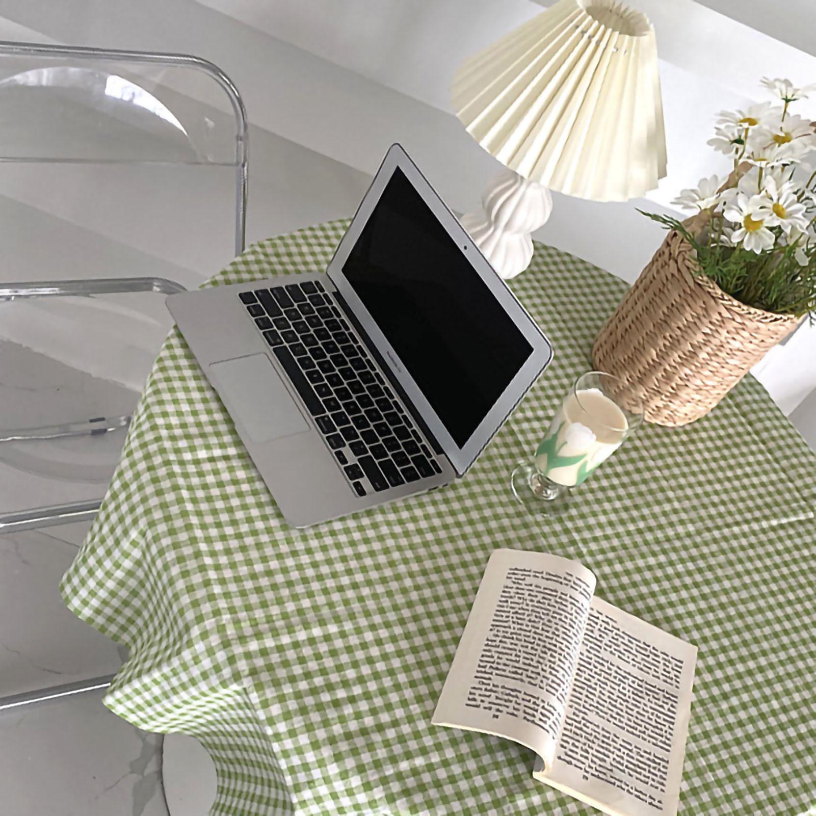 

Desk Tablecloth Plaid Table Cover Linen Cotton Backdrop Dustproof Home Decoration for Office Dormitory Green 70x70cm 70 X 70cm / 27.6 X 27.6in