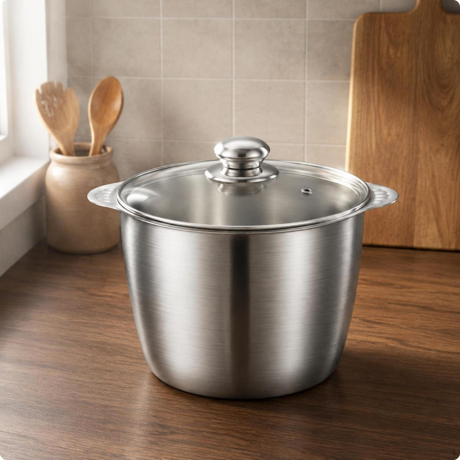 Lard Pot Side Handles Stainless Steel Brushed Finish Kitchen Holder 18CM Jar 18CM Lard Jar