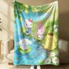 Sanrio Spring Forest Flannel Blanket Kawaii Hello Kitty Print Soft Warm Fluffy Throw Bed Sofa Cover Nap Office Shawl Summer