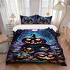 3pcs Halloween Pumpkins Bedding Set, Includes 1 Comforter + 2 Pillowcases, Without Pillow Inserts, Soft Comfortable, Lightweight Breathable066