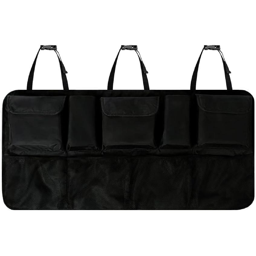 Car Backseat Trunk Organizer, Auto Hanging Back Seat Storage, Car Cargo Trunk Storage Organizer Bag for Truck, SUV, Van with Adjustable Straps