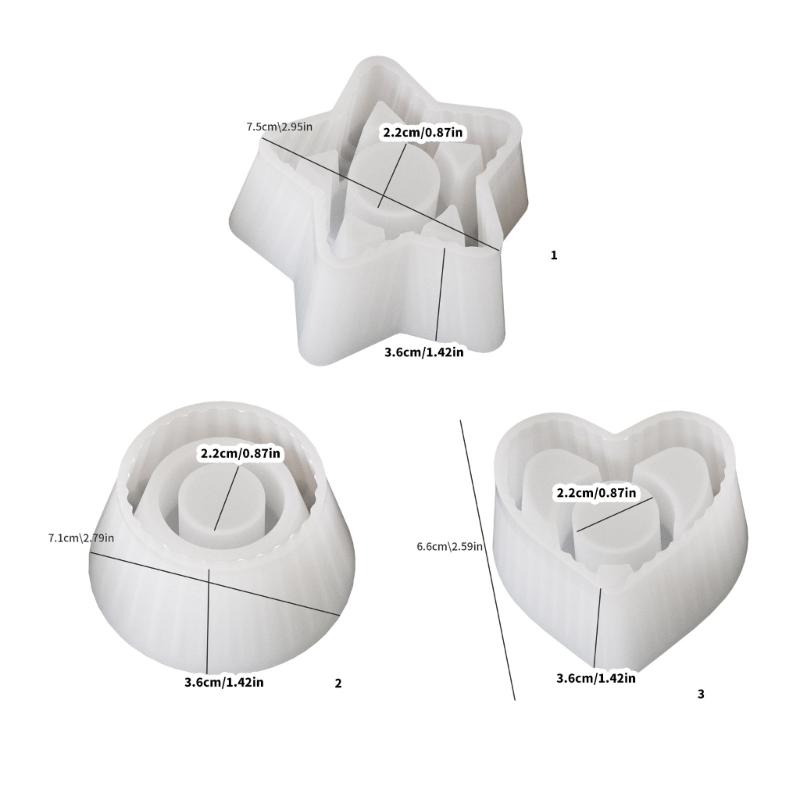 Flexible Silicone Candle Holder Molds For DIY Crafting Heart Star And Round Shapes Ideal For Home Decors And Gifts