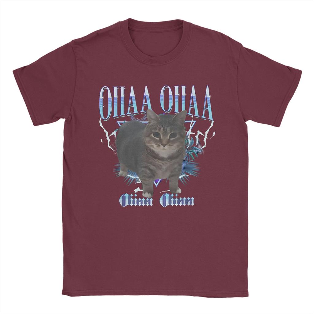 Men's OIIAA OIIAA Funny Spinning Cat Meme T Shirts Humor Brainrot Cotton Merch Awesome Short Sleeve Crew Neck Tees Gift T-Shirts