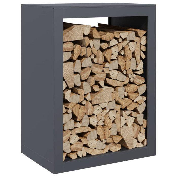 VidaXL Portant de bois de chauffage anthracite 60x40x80 cm acier, magasin de bûches, porte-bûches de cheminée, support de 850998