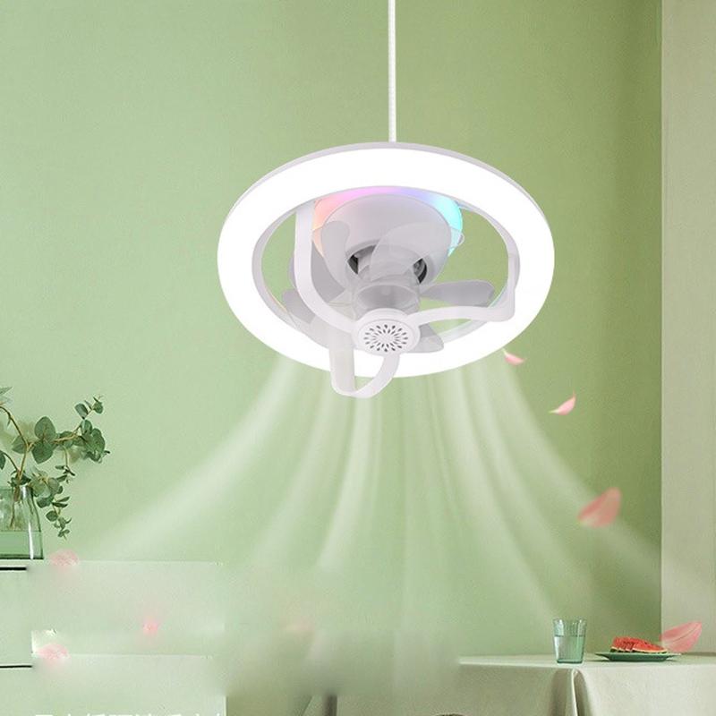 Fernbedienbarer Ventilator mit Licht 360° Oszillation Einstellbare Beleuchtung 4-Stunden-Timer für Innenbereich Wohnzimmer Küche