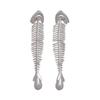 1 Pair Trendy Fishbone Inspired Pearls Earrings Featuring Tassels Design Elegant Accessory for Various Occasion