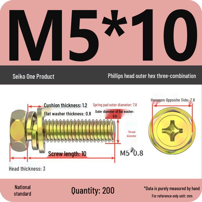 Hexagon Head Combination Screw Bolt Set with Washer and Spring Washer