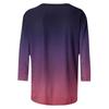 Spring and Autumn Round Neck 3D Gradient Printed T-shirts Fashionable Casual Long Sleeved Women's T-shirts