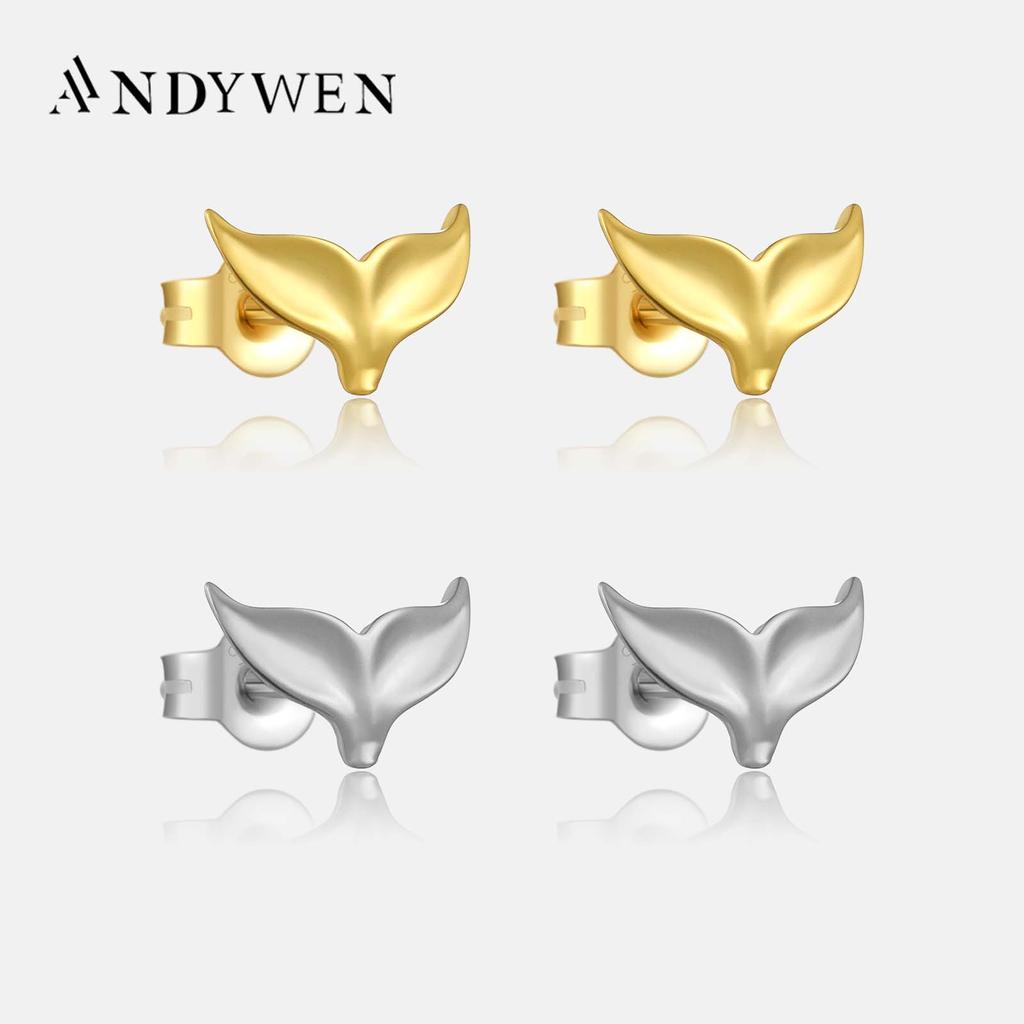 ANDYWEN New 925 Sterling Silver Gold Stud Earring Women 2023 Exquisite Fashion Jewelry Gift