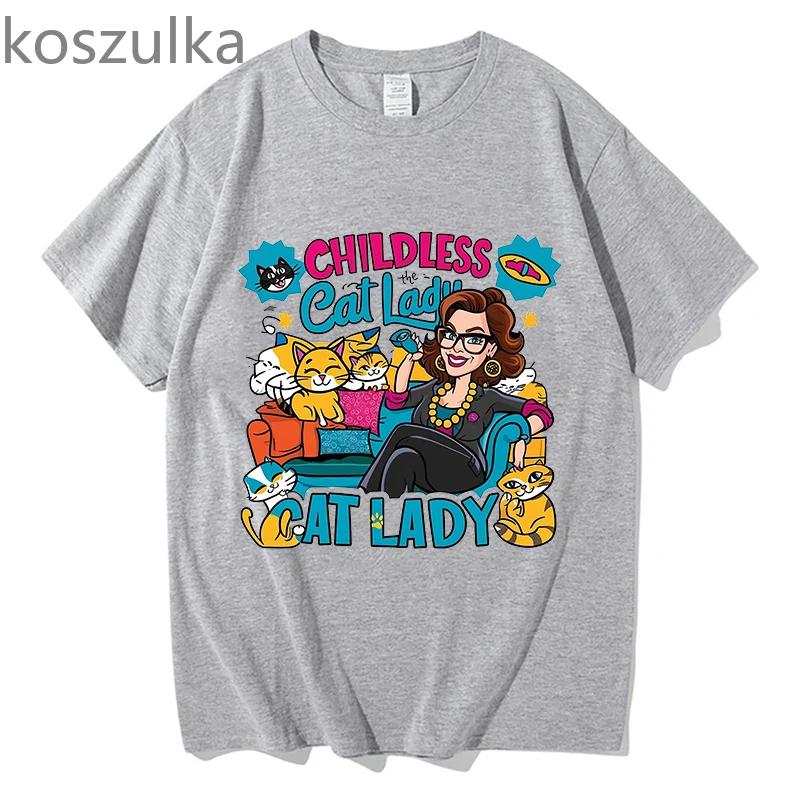 Unisex Sommer Lustiges Print T-Shirt Meme Kawaii Kinderlose Katze Lady Tees Frauen Kleidung Tops Mode Lässig Kurzarm Streetwear