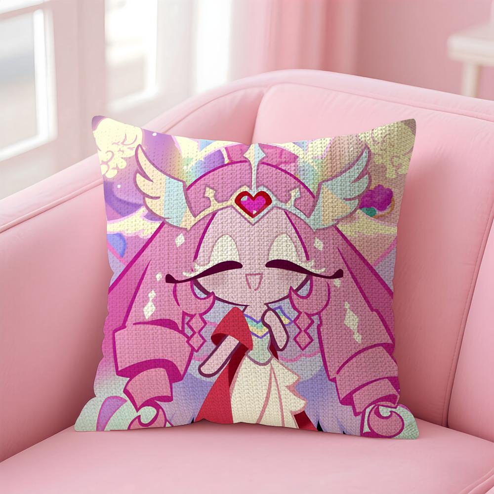 Game CCookie Run Kingdom Cushion Cover Natural Linen Pillow Case DoubleSided Print Decorative Sofa Pillowcase Home Decor Gift