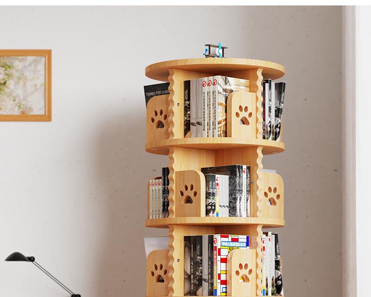 Solid Wood Rotating Bookshelf: Children's Picture Book and Toy Storage Rack