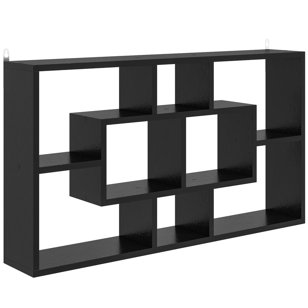 Wall-Mounted Bookcase, 8-Cube, Storage Unit, 85 x 14.5 x 47.5 cm, Black
