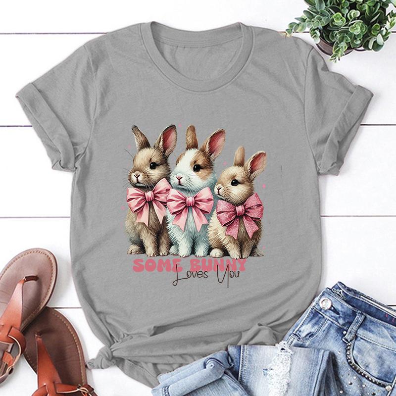 Hot Sales Easter Bunny Loves You T Shirts Women Men Summer Cool Short Sleeves Personality Harajuku T-Shirt