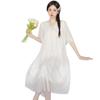 Princess Ling Lei French Nightdress Women'S Summer Mesh Sweet Pure Wind Short-Sleeved Long Dress Pajamas Loungewear