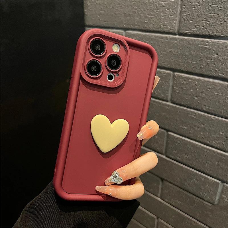 Ins Korea Cute 3D Love Heart Silicone Candy Phone Case For iPhone 15 13 12 11 14 Pro Max X XR XS 8 Plus + Shockproof Back Cover