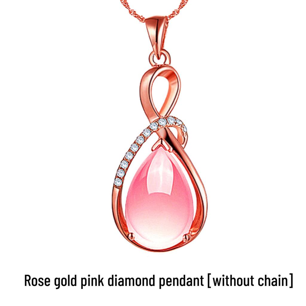 Yihua Korean Style Rose Quartz & Rhodochrosite Women's Clavicle Necklace - Gentle Tones Fashion Pendant.