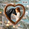 2D Acrylic Girl Horse Heart Ornament Car Rearview Mirror Double-Sided Printed Keychain Fade-Resistant Equestrian Lover Gifts