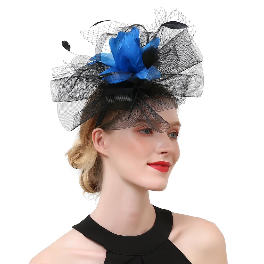 Ladies Mesh Wedding Party Fascinator Hat Headband Cocktail Hairband Headpiece for Formal Events Mesh Flower Decoration