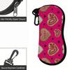 Pink Heart Love Pattern Soft Eyeglasses Sunglasses Case, Portable Fabric Spectacle Pouch, Scratch Proof Protective Holder for Women Travel Gift