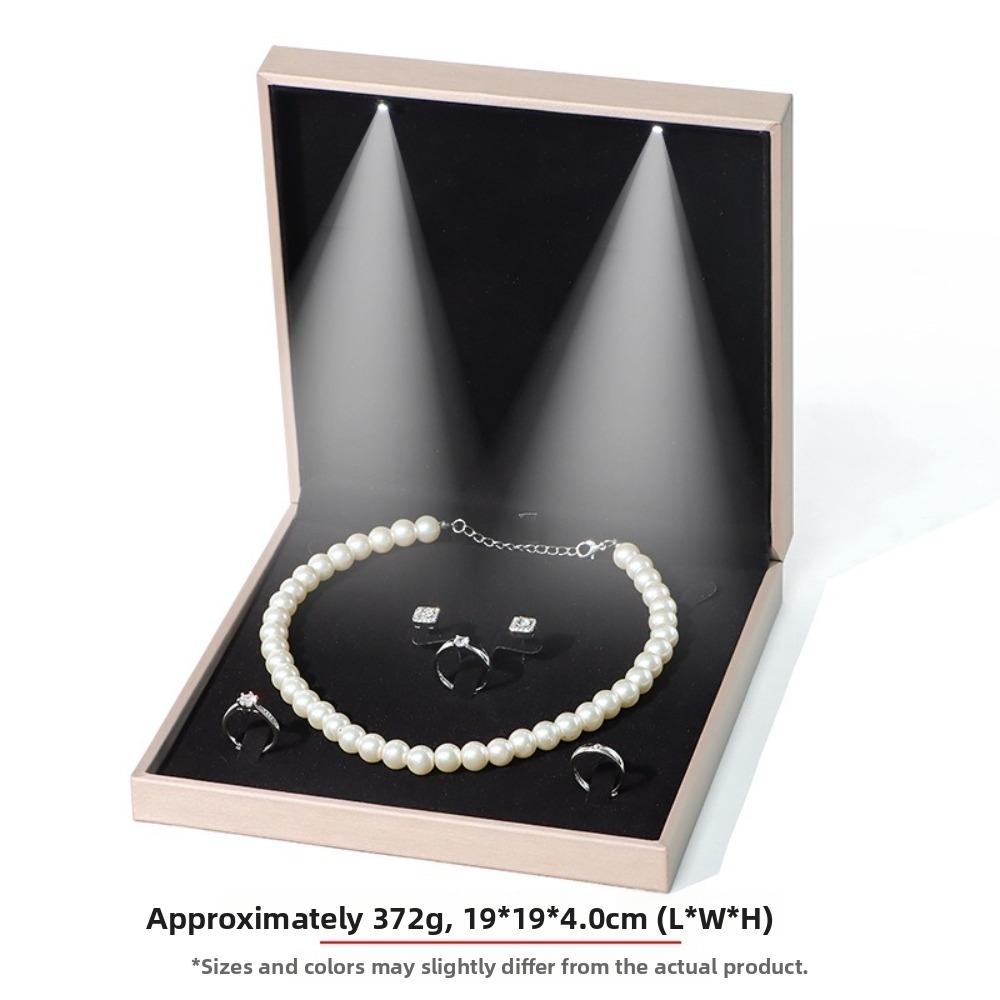 LED Light Jewelry Display Storage Box PU Leather Bracelet Ring Necklace Organizer  Wedding Gift