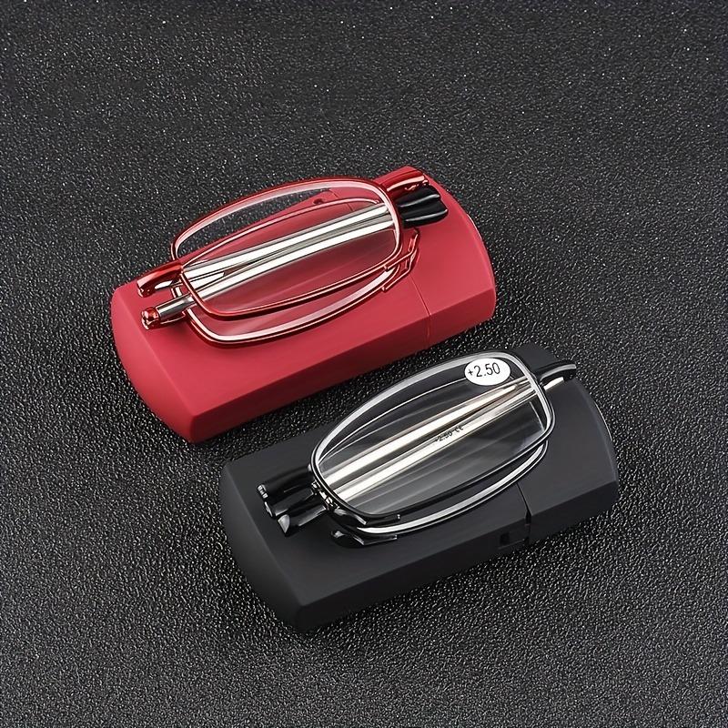 2 Pcs of Ultra-Light Fashionable Folding Reading Glasses with Metal Telescopic Legs for Men and Women Elderly Reading Eyeglasses