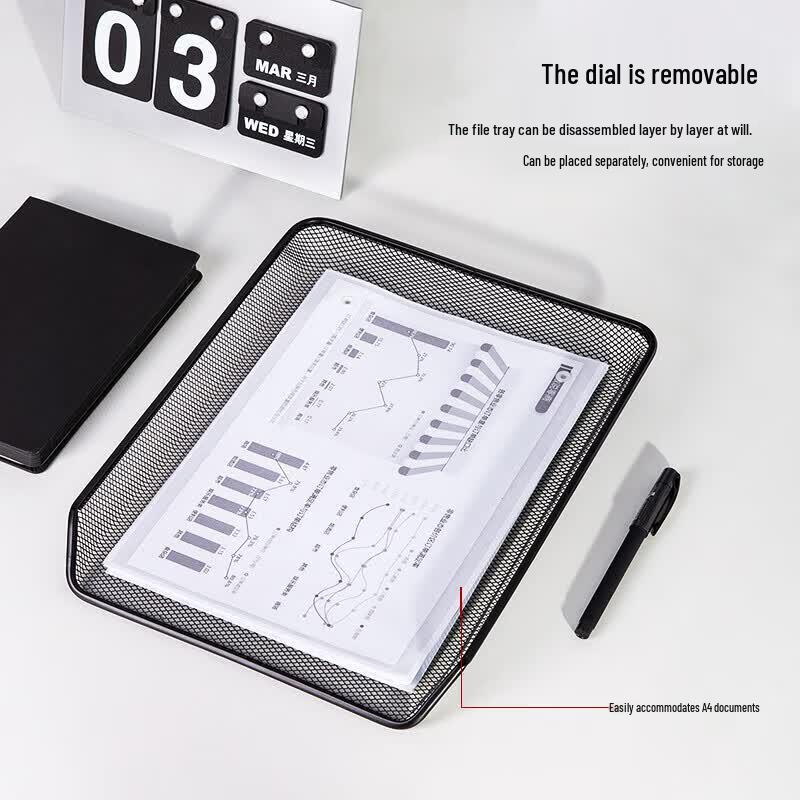 Deli 3-Tier Metal Mesh Desk File Organizer