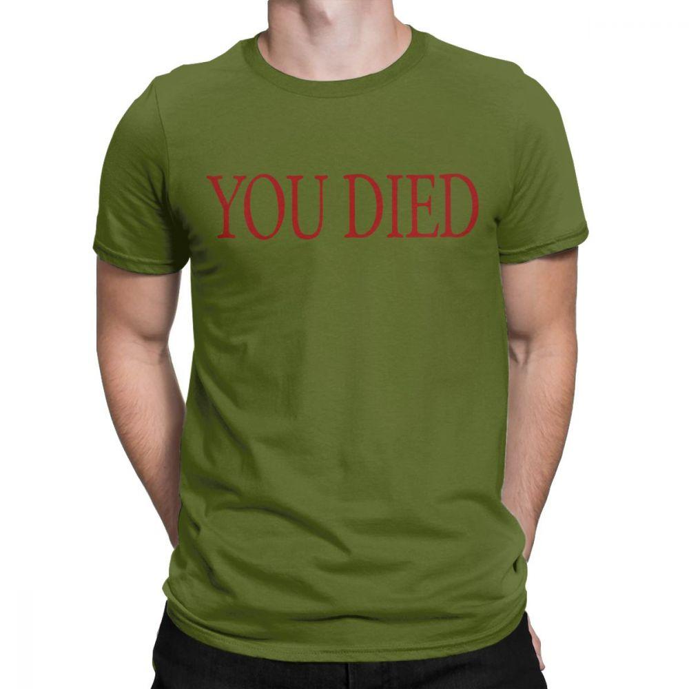 

Футболка You Died Dark Souls для мужчин Praise The Sun Bloodborne Game Vintage из чистого хлопка с круглым вырезом S чёрный