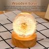 Crystal Dandelion Ball Night Light with Wooden Base USB Powered Dandelion Crystal Ball Night Lamp Fancy 3D LED Night Light Portable Night Lamp