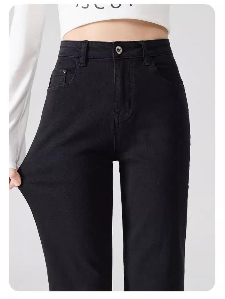 Petite High Waist Slimming Black Cropped Straight Leg Jeans for Women - Early Spring 2025 Collection
