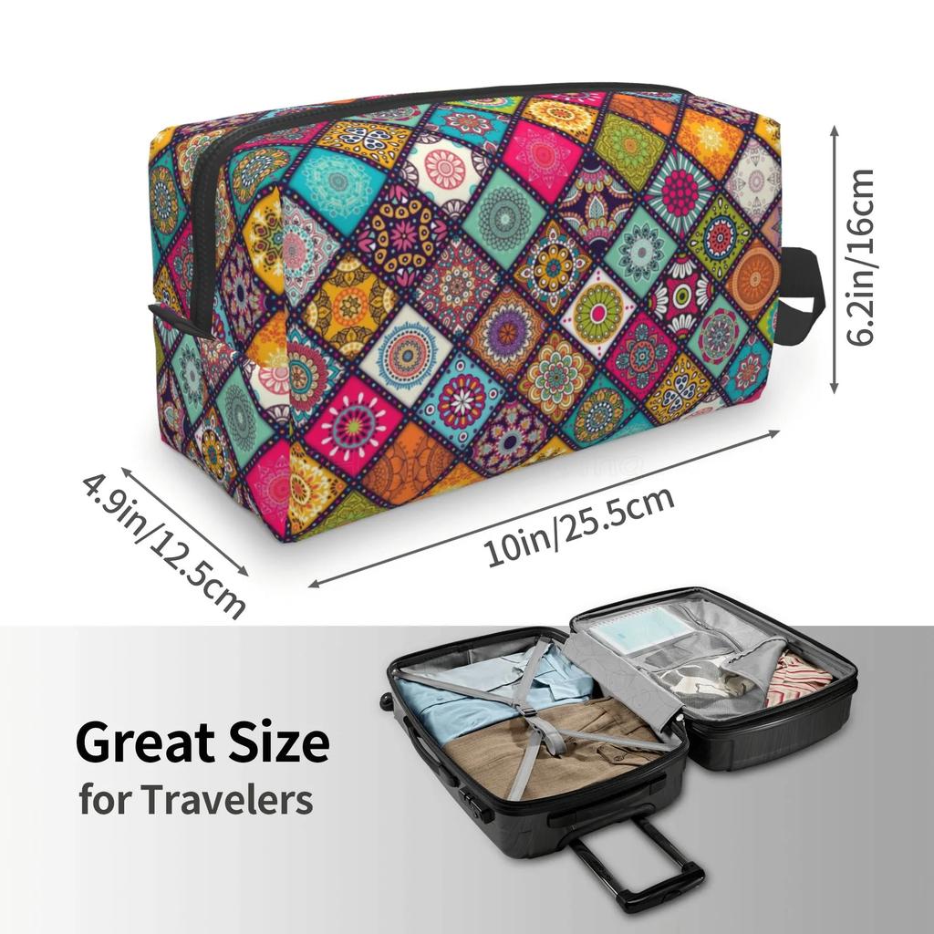 Bohemian Etniczny Tradycyjny Wzór Torby do Przechowywania Przenośna Duża Pojemność Podróżna Kosmetyczka Torba na Makijaż Idealna do Codziennego Użytku