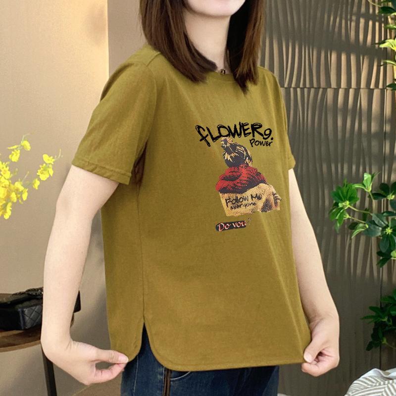 

Plus Size Women s Printed Short-Sleeve T-Shirt - Round Neck, Loose Fit, Slimming Casual Top M
