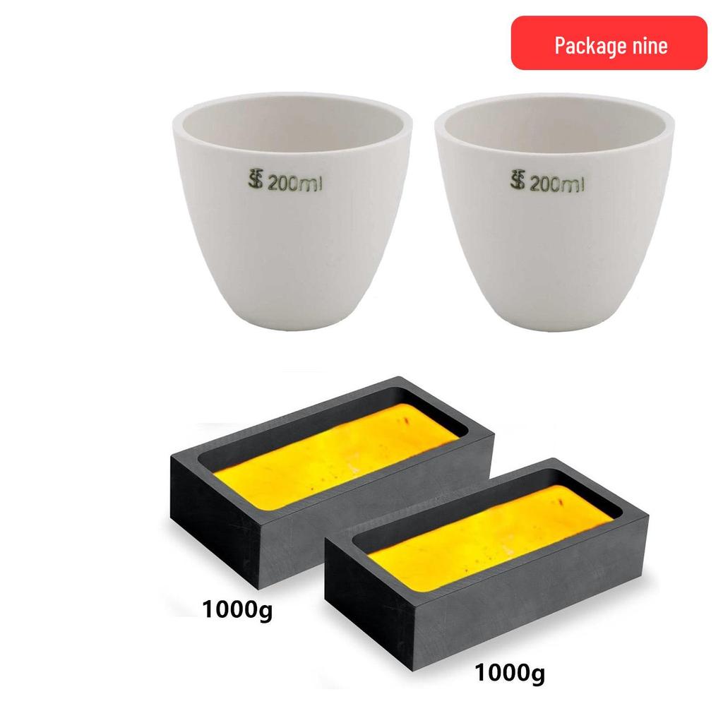 Jewelry Accessory Set: Gold Melting Crucible, Tongs, Firebrick, Graphite Rod, Oil Pan, Gold Beating Tools, Stainless Steel