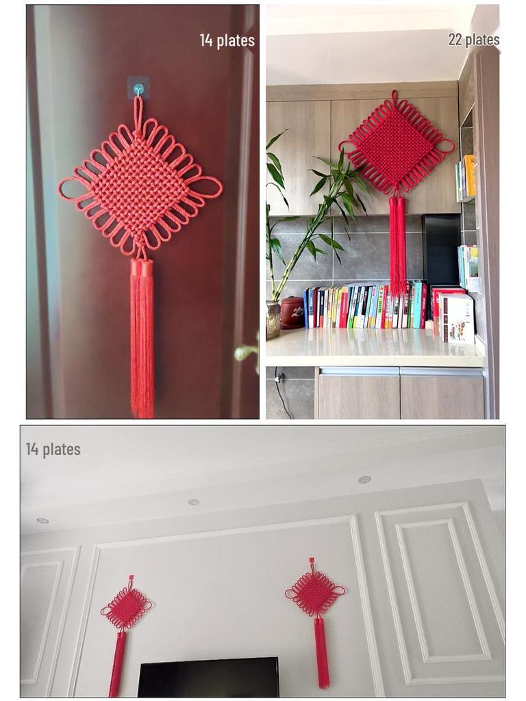 Chinese Knot Red String Braided Cord - Traditional Feng Shui Decor for Living Room, Autumn, and National Day Festivals