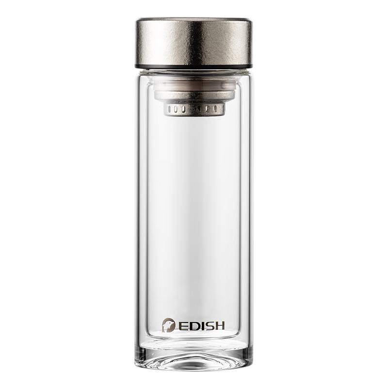 Edish Pure Titanium Double-Layer Tea Infuser Glass Bottle
