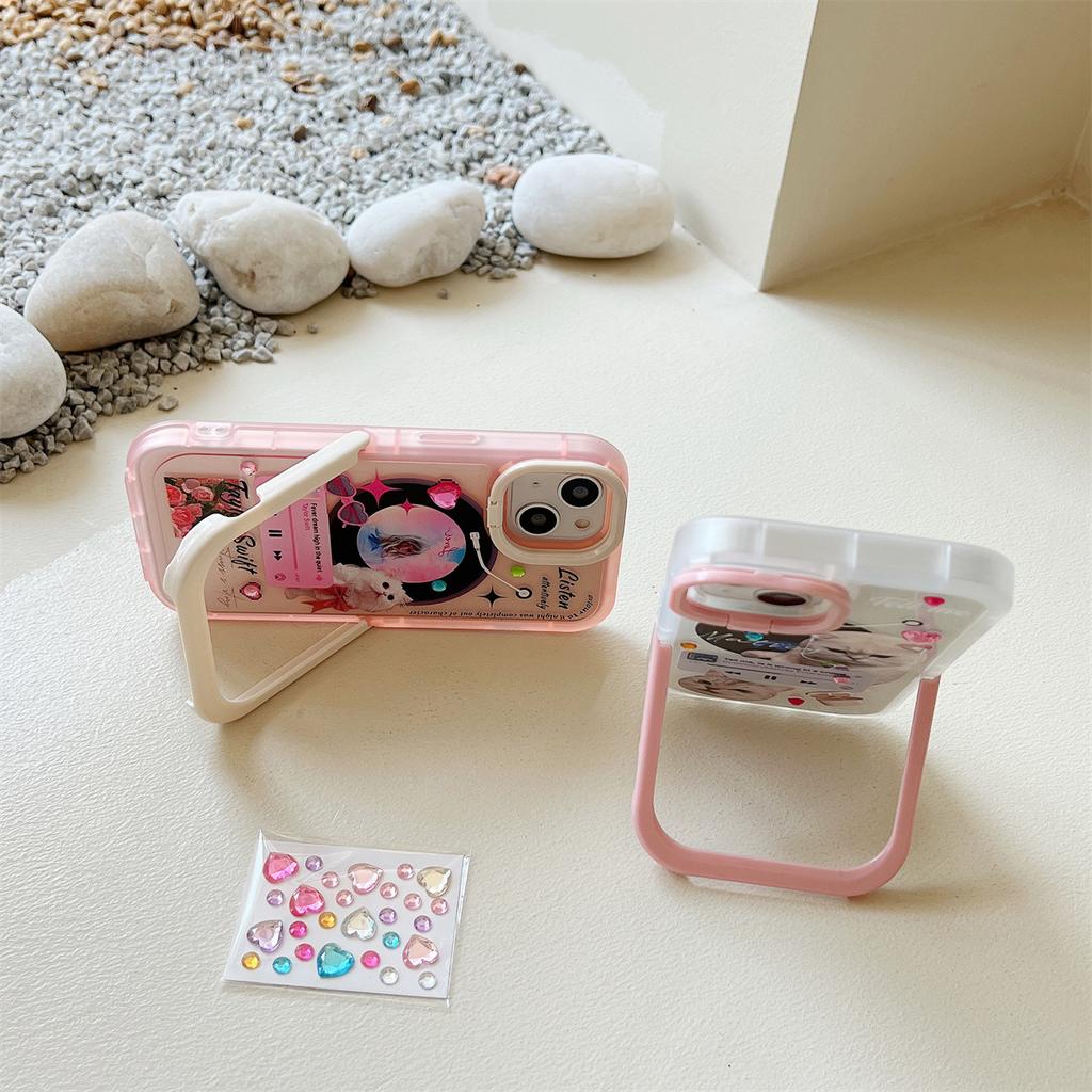 Invisible Apple 11 mobile phone case double bracket iphone11pro NetEase cloud earphone cat transparent soft case anti-fingerprint