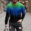 Retro Graffiti 3D-Druck Sommer Herren Rundhals-T-Shirt Lässiges Langarm-T-Shirt Übergroßer Pullover Modetrend Herrenbekleidung