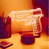 3D Gun Shape Night Light Optical Illusion Led Lamp 16 Colors Changing Birthday Xmas Gift for Boys and Girls Kids Children Room Decor