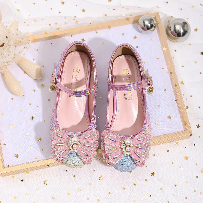 

Children s high-heeled shoes with rhinestones, new spring style girls princess shoes, little girls leather shoes, fashionable for fashion shows, 38 рожевий